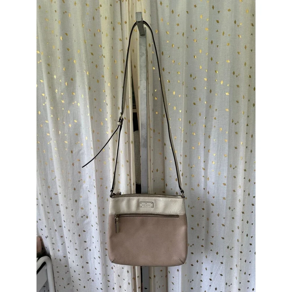 Kate Spade Vintage 100% Cow Leather Color Block Ava Adjustable Zipper Crossbody